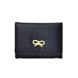 Chic and Cute Bow - Accent Wallet - Stylish and Compact Card Holder & Coin Pouch (Black)