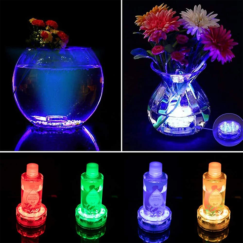 swimming pool lights underwater 10leds RGB Submersible Light Battery Powered Underwater Night Light Outdoor Vase Bowl Garden Pond Swimming Pool Party Decor Lamp underwater led lights