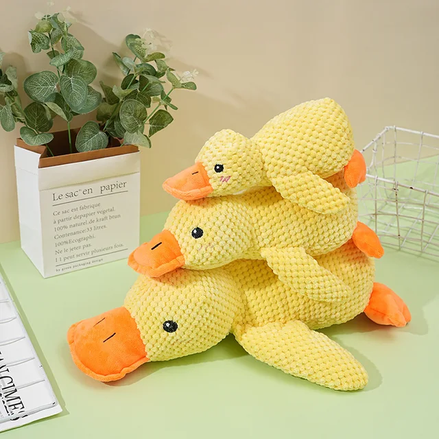 S70826fbce59c451981320c08e30f4ab97.jpg Plush Companion Sleeping Duck Dog Toys for Small Large Dogs Bite Resistant Teeth Grinding Sound Relief Duck Sound Toy