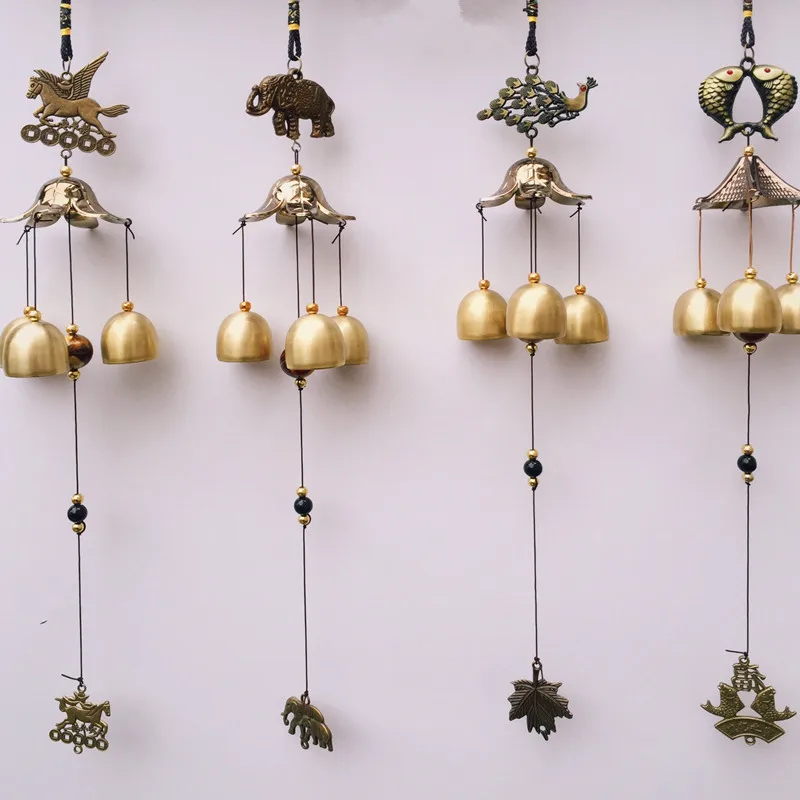 Antique Wind Chime Copper Yard Garden Outdoor Living Decoration Metal Wind Chimes Outdoor Chinese Oriental Lucky Metal Wind Bell