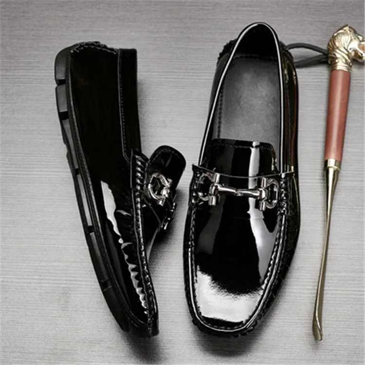 really leather Men's leisure Shoes new version casual fashion patent leather driving shoes genuine leather shoes