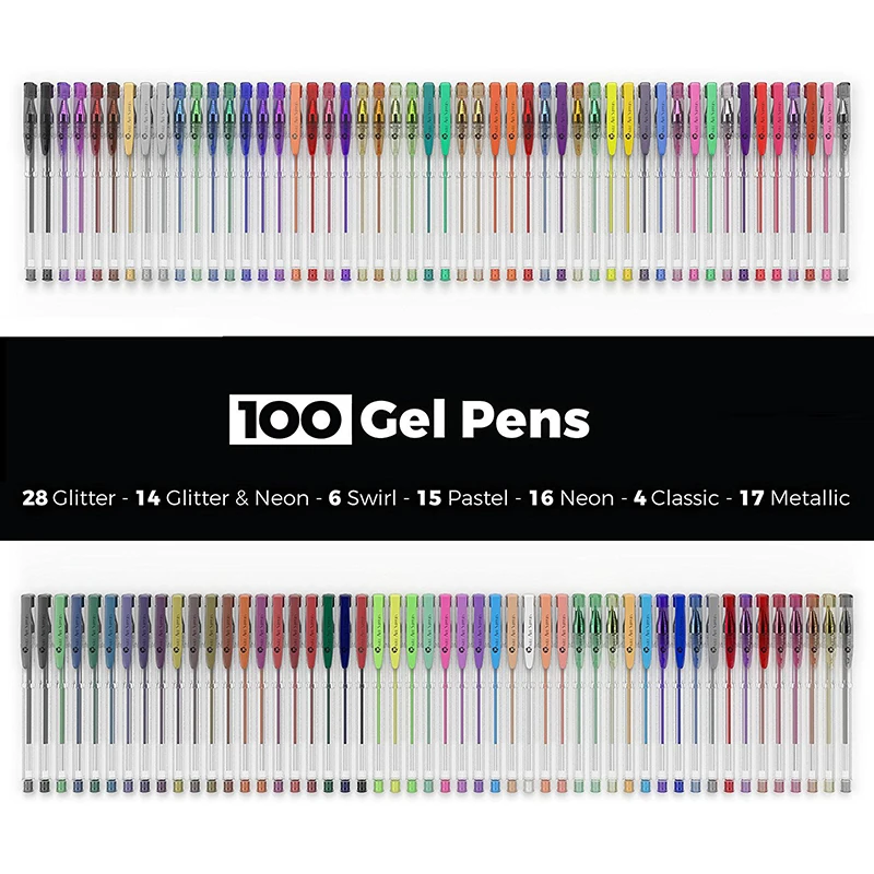 Gel Pens for Adult Coloring Books 100Pcs 100 Colored Gel Pens Art Marker Set  - AliExpress