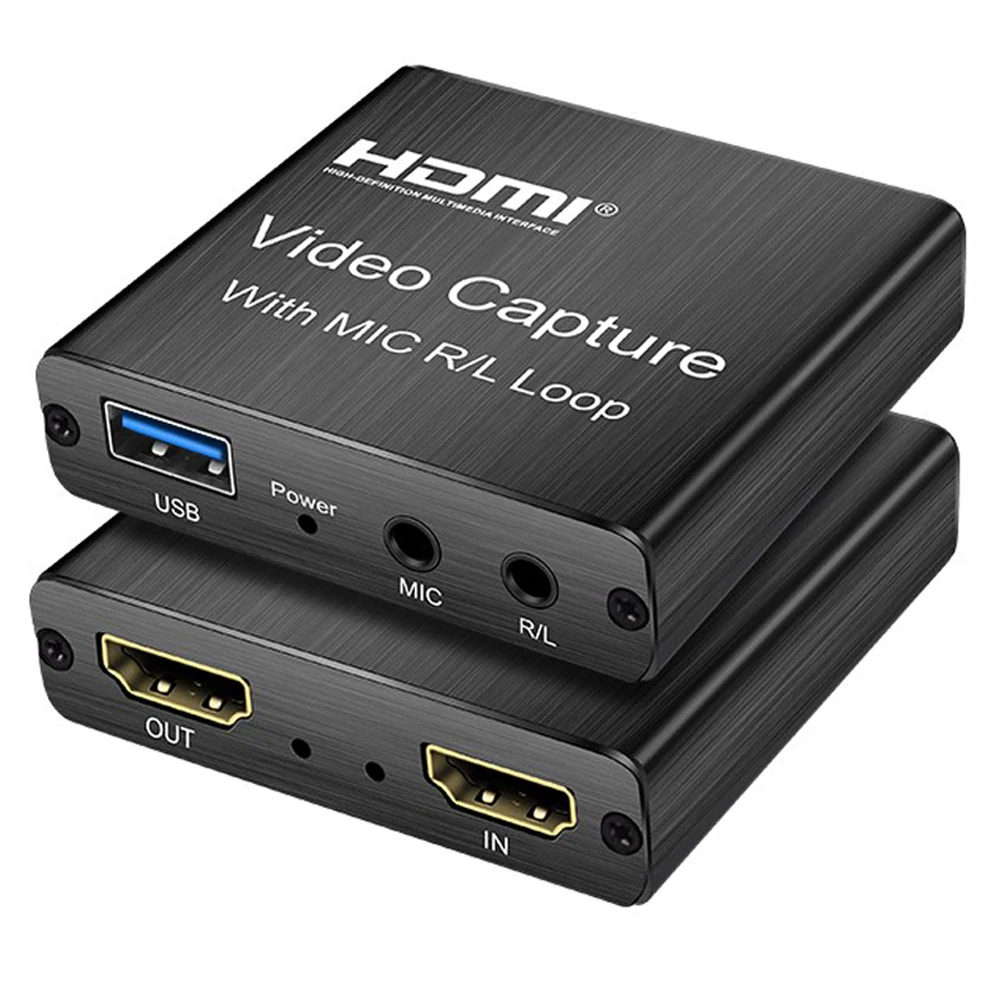 

Карта видеозахвата 4K HDMI 1080p, Карта видеозахвата для настольных игр, USB 2.0 устройство записи для прямой трансляции видео, записывающее устройство с цикличным выходом