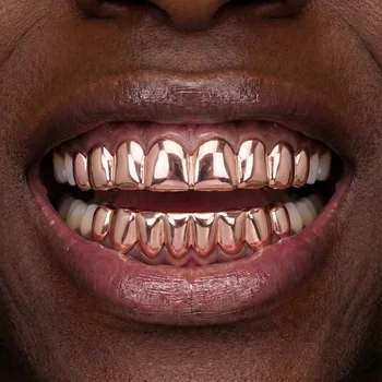 YOUNGX Hip Hop 8/8 Smooth Teeth Grillz Braces Top Bottom 4 Colors Glossy Tooth Caps For Women Men Jewelry Dental Grills Gift 1
