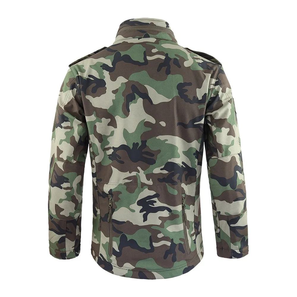 Outdoor Softshell New Punching Jacket Camouflage Multi Punching Jacket Pocket Fleece Hooded Jacket