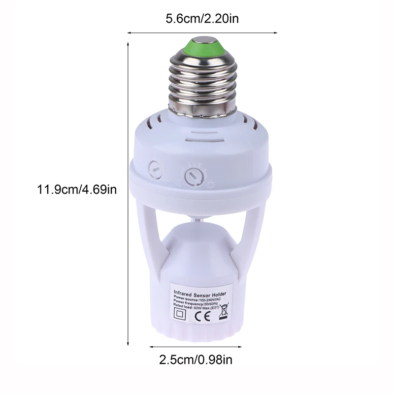 1Pc AC100-240V E26/E27 Socket Converter With PIR Motion Sensor LED Lamp Base Intelligent Switch Light Bulb Lamp Holder