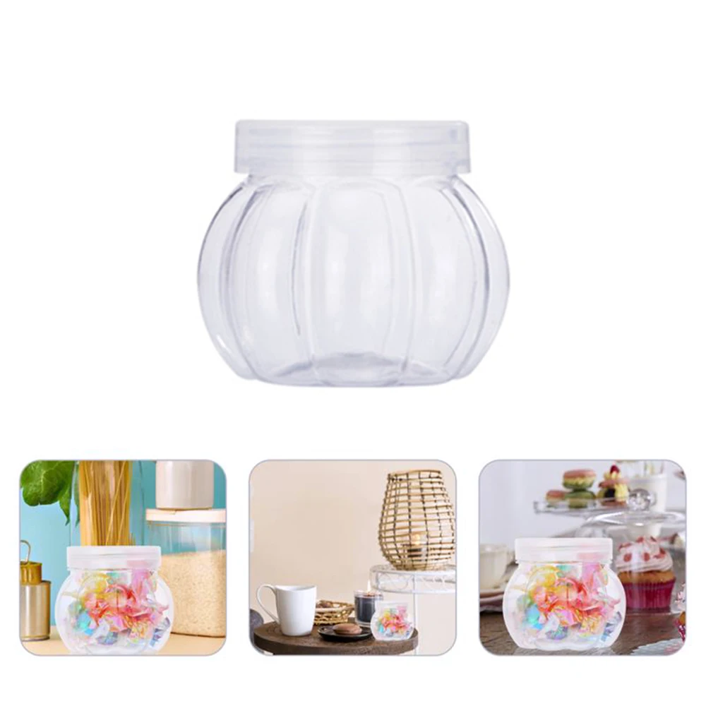 Description Picture 3 of item5/10Pcs Mini Candy Box Chrismas Candy Candy Holder Clear Glass Jars Lids Pet Pumpkin Jar Storage Rack Empty Candy Jar Kitchen