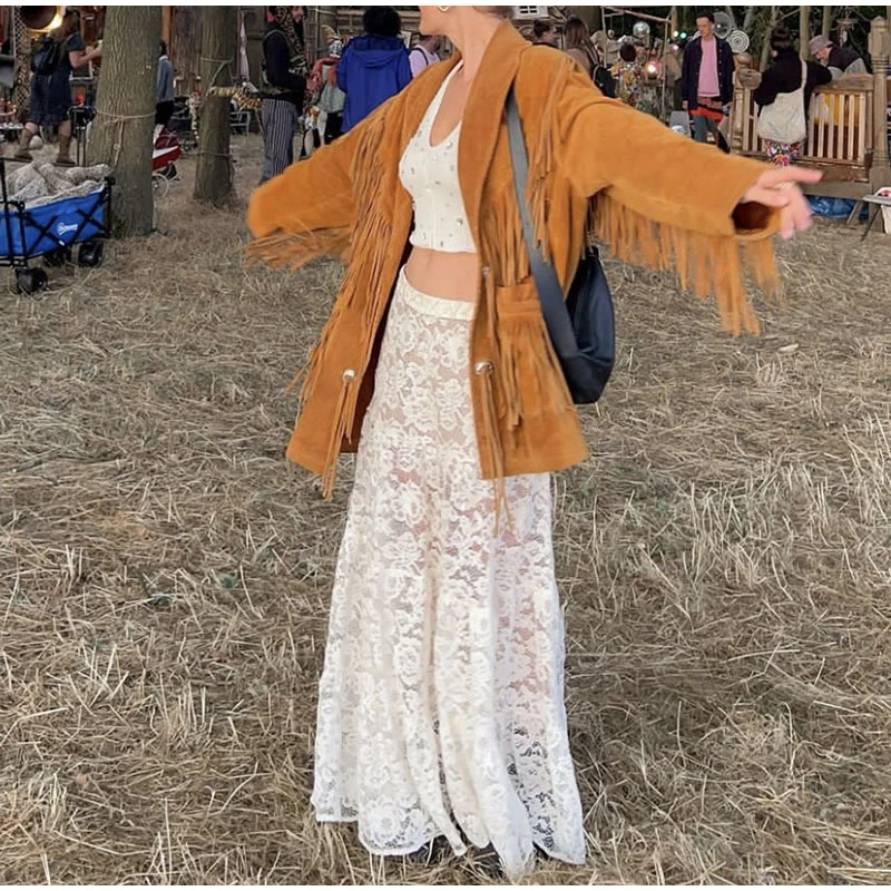 Elegant Floral Lace Hollow Out Skirts Women Sexy Retro Solid Low Waist Long Skirt Female Korean Autumn Summer Loose Versatile