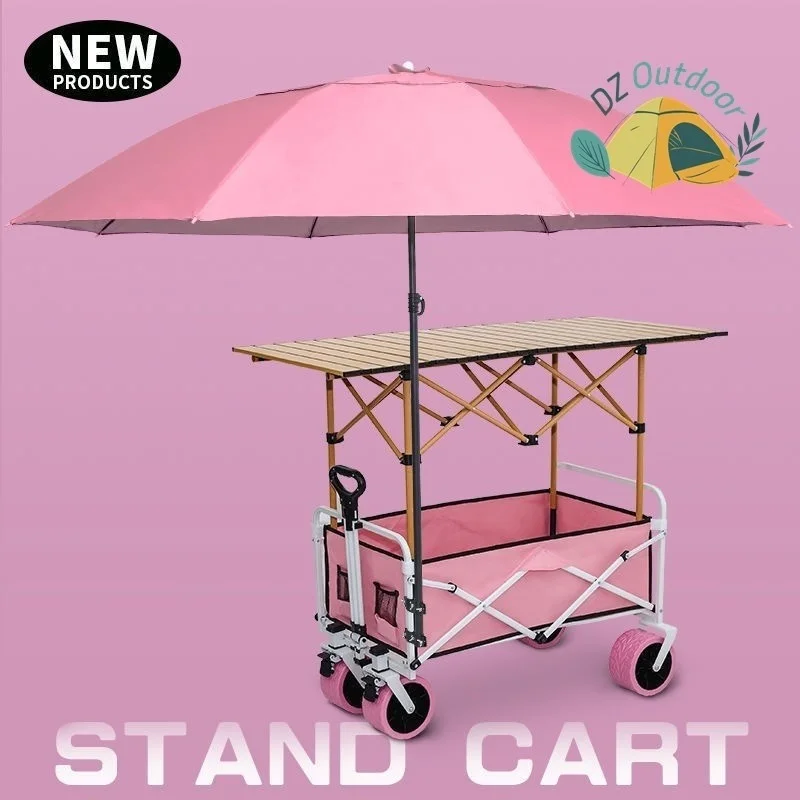 DZ Stall Small Cart Shopping Camping Picnic Cart Folding Table Portable And Adjustable Night Market With Sunshade Umbrella