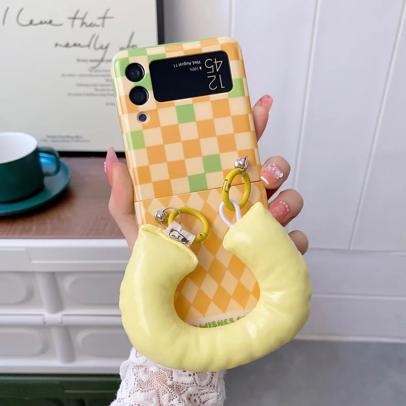 Z Flip 4 Funda Custodia Per Samsung Galaxy Z Flip 4 Z Flip 3 Checkerboard Ciondolo Antiurto Proteccion Custodia Per Cellulare