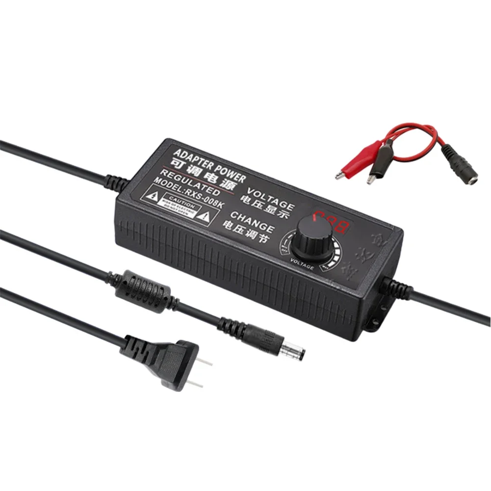 3V-24V-3A Tragbares AC/DC-Netzteil, Einstellbare Labornetzquelle, Universaladapter mit EU/US-Stecker und Krokodilklemmen – Detail 7