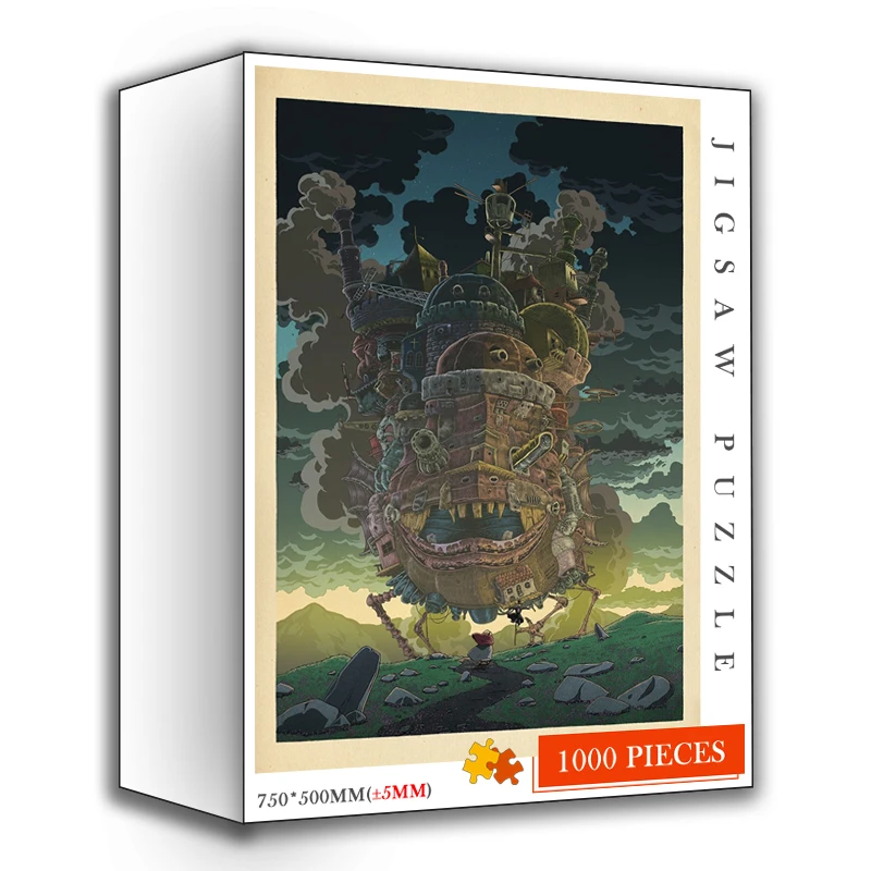 

1000 Pieces Wooden Jigsaw Puzzles Hayao Miyazaki Classic Anime Howl's Moving Castle Puzzle for Adults 1000 Pieces Puzzle Toys