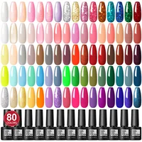 Coscelia 80/40Pcs Nail Glitter Color Gel Polish Set Sparkly Semi Permanent Hybrid Nail Art Varnish Manicure Kits Nails Supplies 1