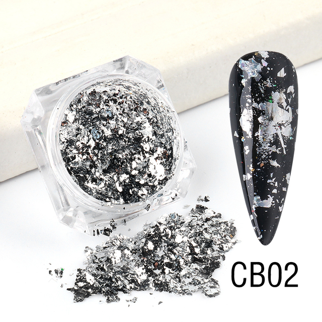 Box Gold Glitter Flakes Irregular Aluminum Foil Sequins For Nails Chrome Powder Winter Manicure Nail Art Decorations LY1858-1