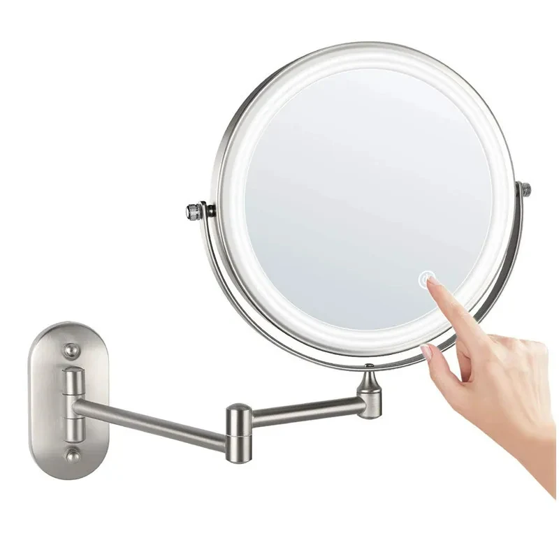 8-Inch Wall-Mounted Fill Light Makeup Double-Sided Bathroom Mirror With LED Color Temperature Control 3X/5X/7X/10X Magnified 6