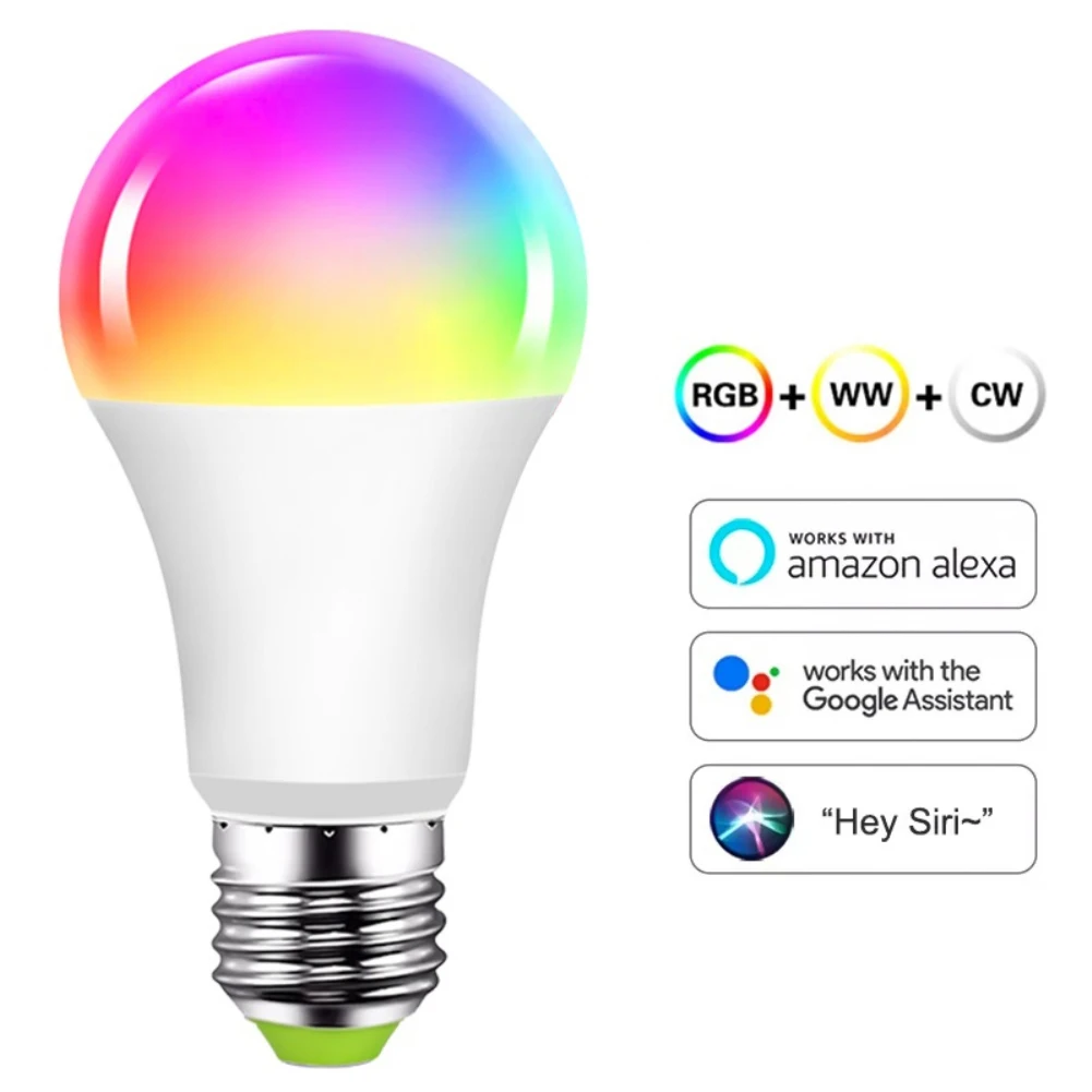 Wifi Smart Light Bulb E27 9W Rgb Led Lamp Intelligent Dimmerabile Warm White Night Lamp Google Home Alexa Voice Control