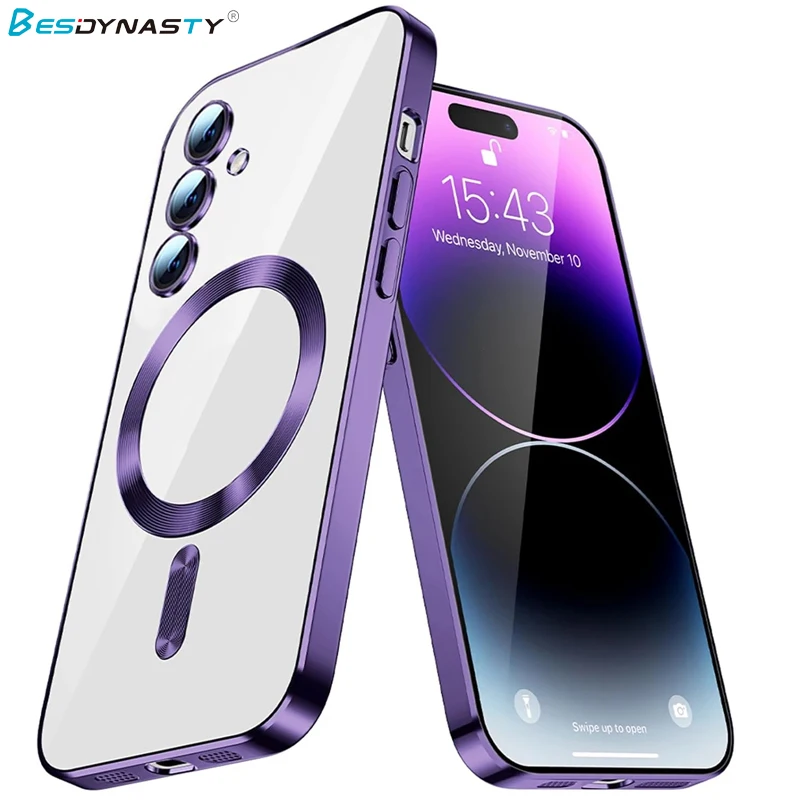 Luxury Soft Silicone Plating Armor Magnetic Phone Case with MagSafe Compatibility