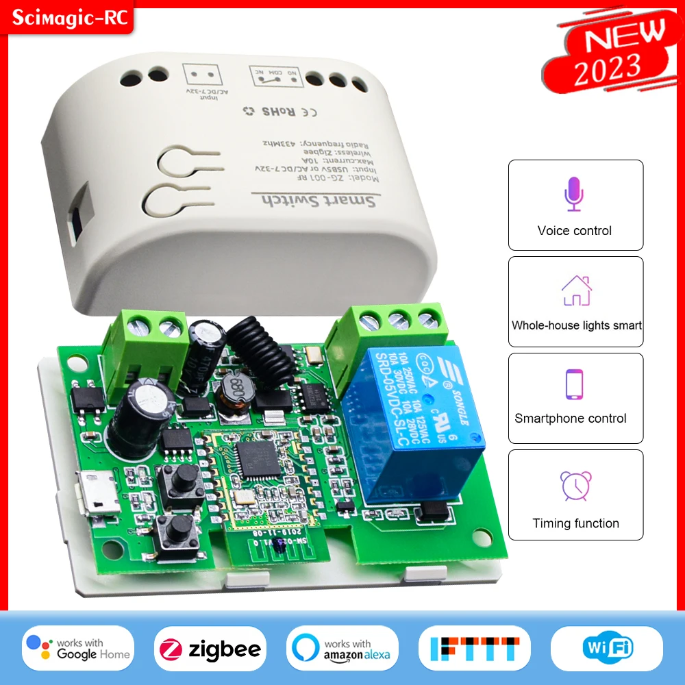 

Zigbee Relay Breaker 7-32V 85-250V Switch Module Tuya Smart Life App Control Works With Alexa Google Smartthings Ewelink Hub