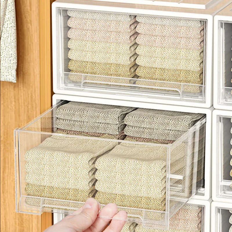 Transparent Stackable Drawer Storage Nordic Desktop Box Cabinet Closet  Organizer Household Wardrobe Home Storage Organization - AliExpress