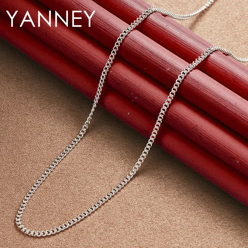 Hot 925 Sterling Silver 16-30 Inches Side Chain Necklace For Women Men Fashion Wedding Jewelry Party Engagement Gift Wholesale