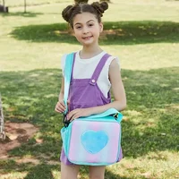 Lunch Bag Rainbow Loving Heart Laser Portable Large Bento Pouch for Children Girl Thermal Insulated Cooler Shoulder Picnic Box 2