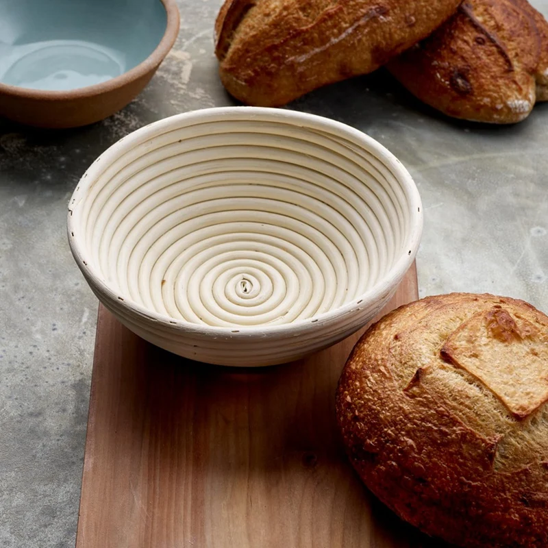 LUDA Bread Protection Basket, Dough Protection Basket Round Handmade Rattan Basket, Handmade Bread Making Kit 23X8cm