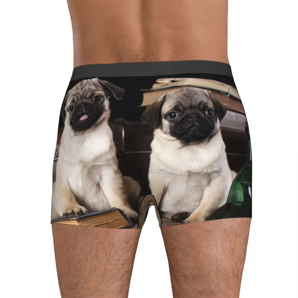 Men Pug Animals Cute Dog Lover Underwear Novelty Boxer Shorts Panties Male Breathable Underpants Plus Size