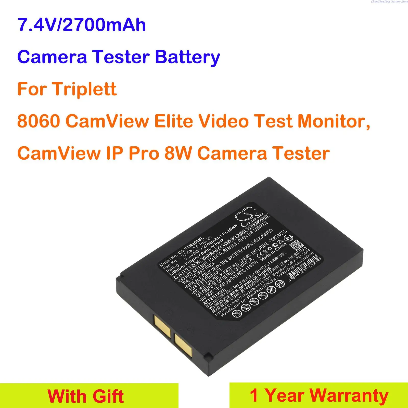 

OrangeYu 2700mAh Battery 37-68, 37-100 for Triplett 8060 CamView Elite Video Test Monitor, CamView IP Pro 8W Camera Tester