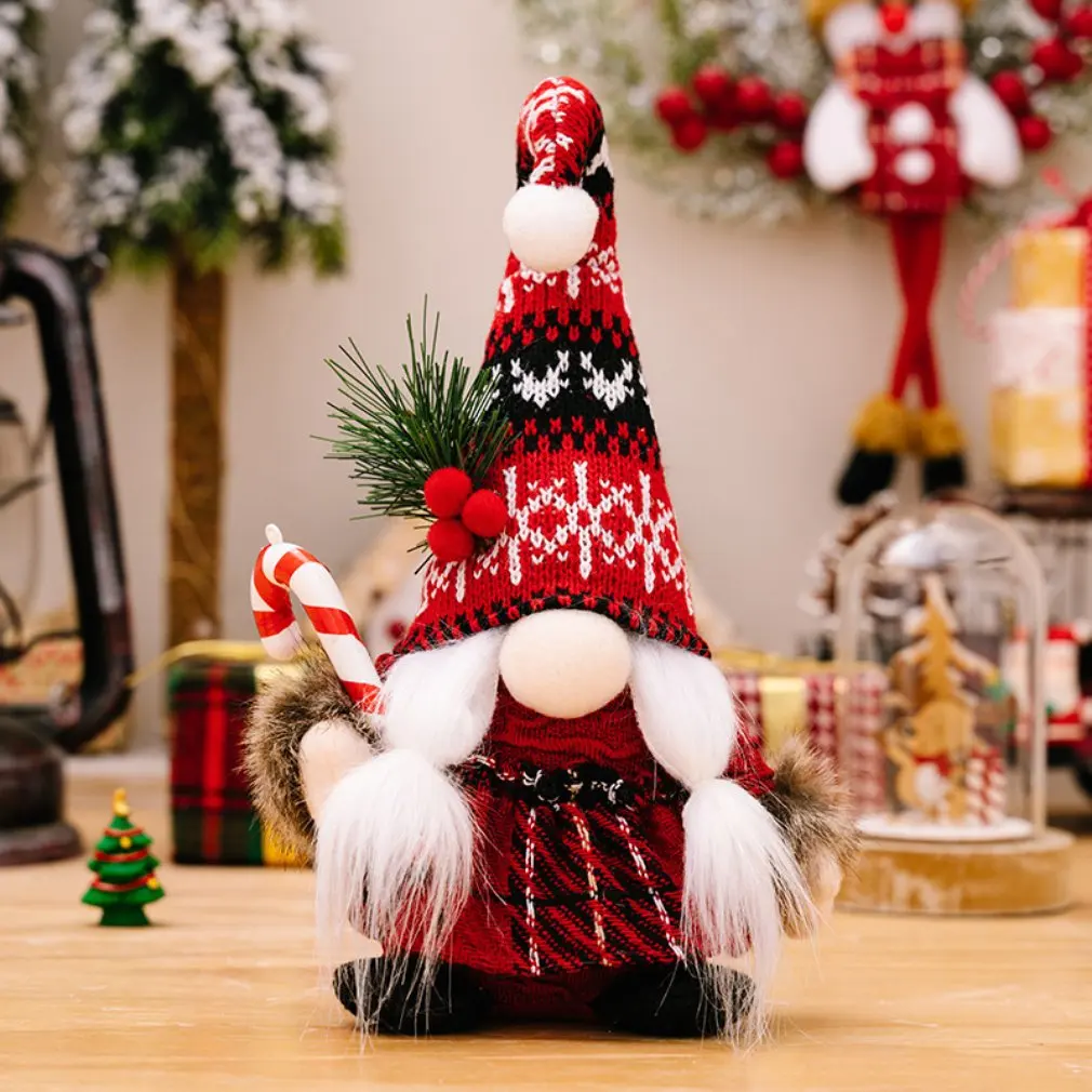 Christmas Decoration Supplies Striped Knit Hat Rudolph Hanging Legs Figurines Faceless Doll Gnome Ornament