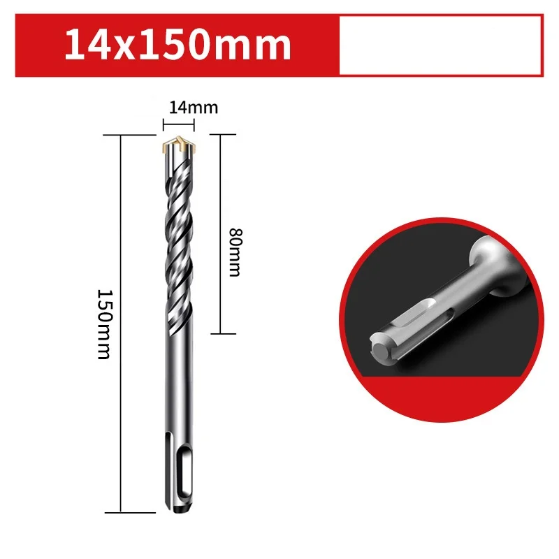Premium Tungsten Steel Alloy SDS Plus Electric Hammer Drill Bit for Masonry, Concrete, and Stone