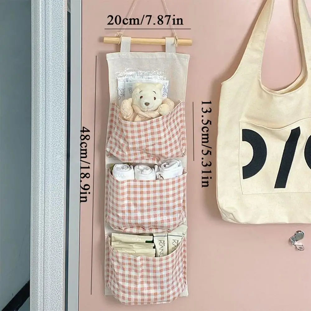 Multi Compartment Storage Wall Btorage Hanging Bag Storage Bag Fabric Hanging Bag Cute Pink Space Saving Ins Style 6