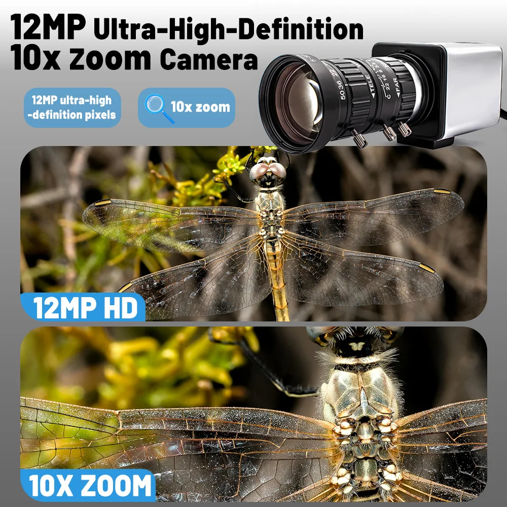 10X Zoom IP Camera 12MP CMOS 1/2.49" Format Varifocal Lens Onvif Ai Face/Motion