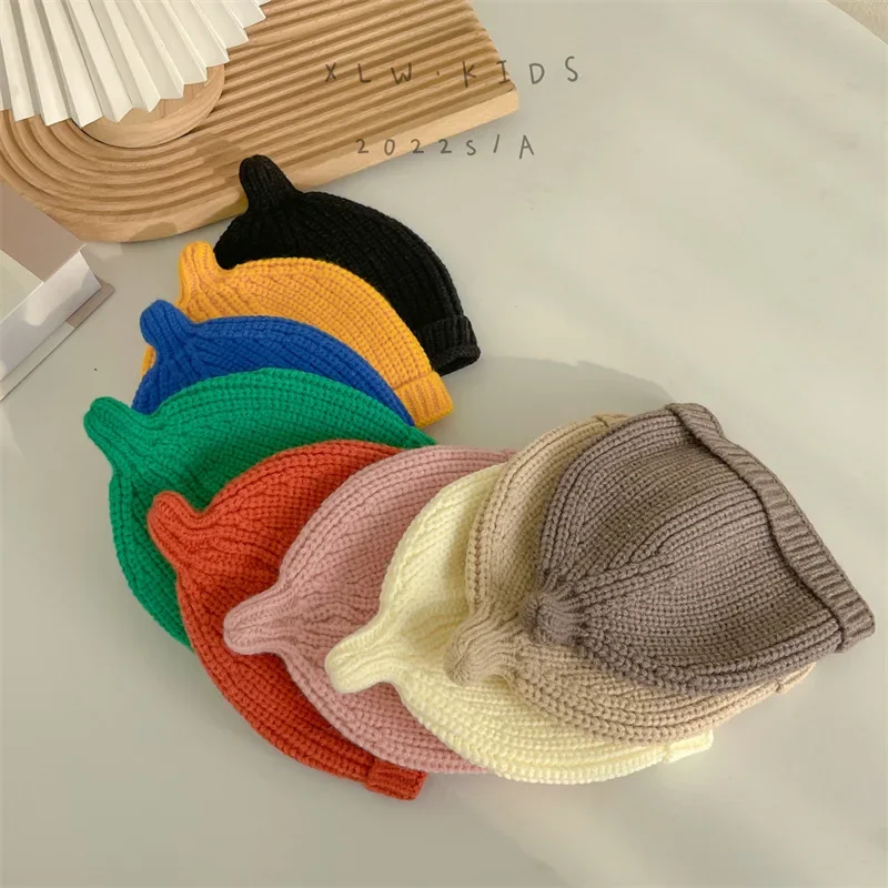 Korean Fashion Nipple Baby Hats Candy Color Wool Caps for Kids Outdoor Warm Beanies Children Hat for Girls Boys Kids Accessories