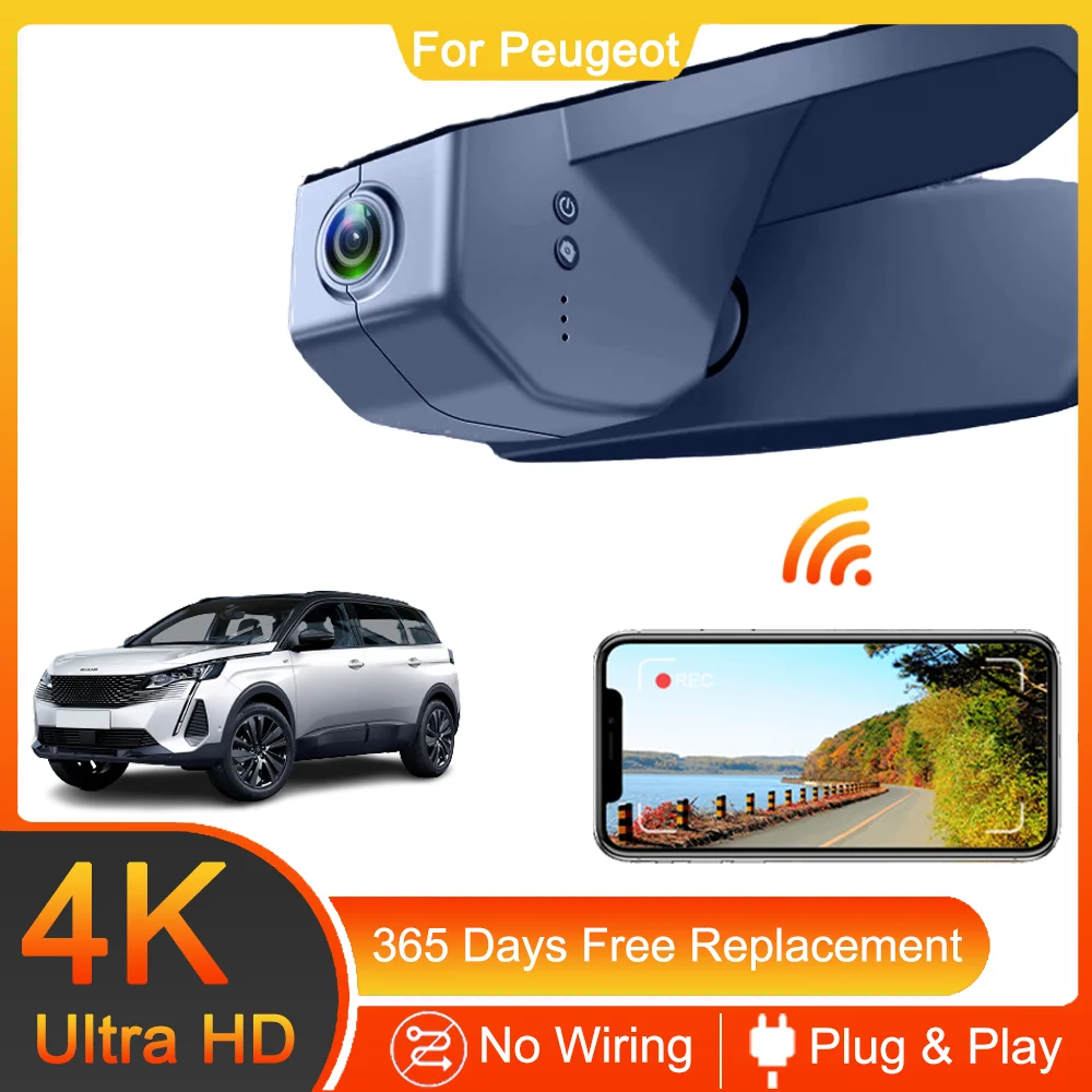 

For Peugeot 208 308 408 2008 3008 4008 5008 Front and Rear 4K Dash Cam for Car Camera Recorder Dashcam WIFI Car Dvr Recording