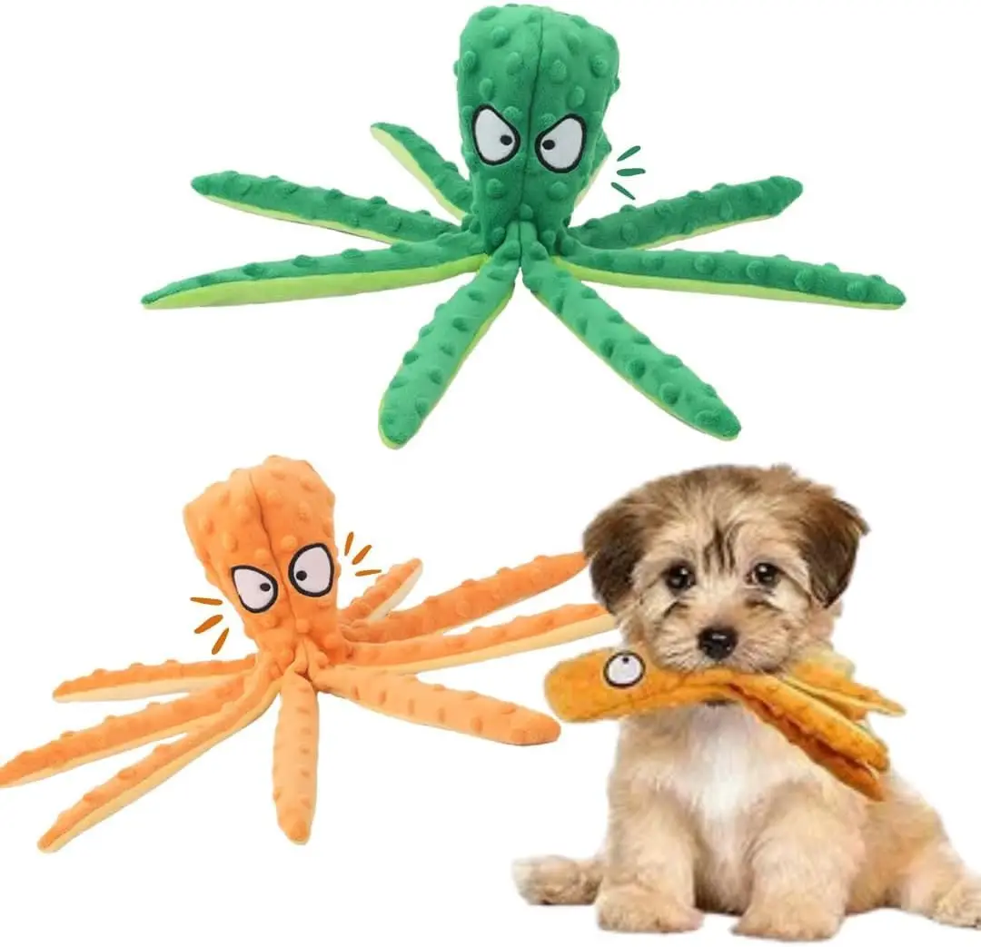 Pet Toys 1PC Pet plush toys cartoon stamps fish skin shells dog biting and sound-making toys octopus cat and dog products