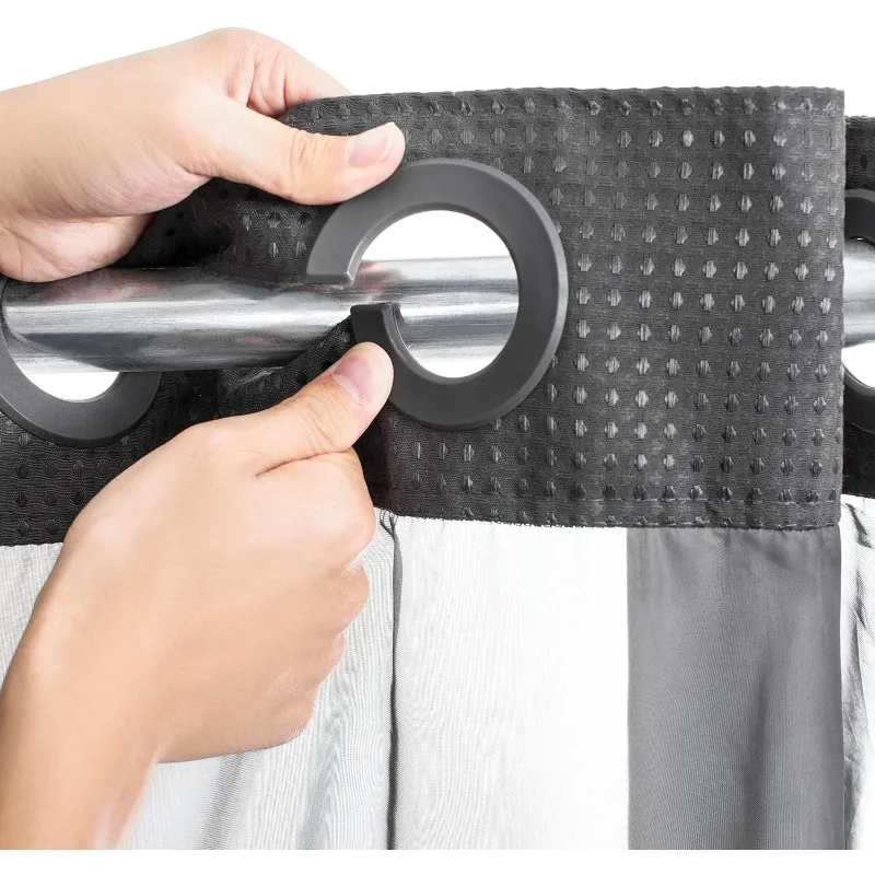 No Hooks Required Dotted Waffle Weave Shower Curtain with Snap in Liner - 71W x 74H,Hotel Grade 3