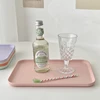 Candy Color Wheat Straw Storage Tray Ins Korean Style Rectangle Dining Tray Nordic Fruit Dessert Plate Kitchen Accessories 트레이 5