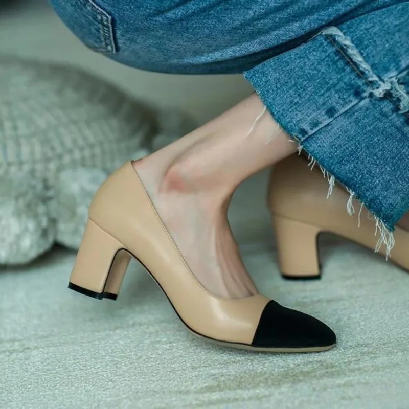 2023 New In Leather Women 39 Shoes Sandals Flat Bottom Color Hollow Thick Heel Chaussure Femme Zapatos Mujer Sandalias Sapatos 4