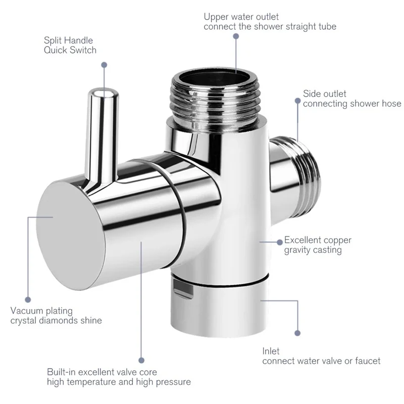 Shower Head Diverter Valve 1 Pcs Bathroom Faucet Switch Connector Splitter Water Diverter Bathroom Accessorie