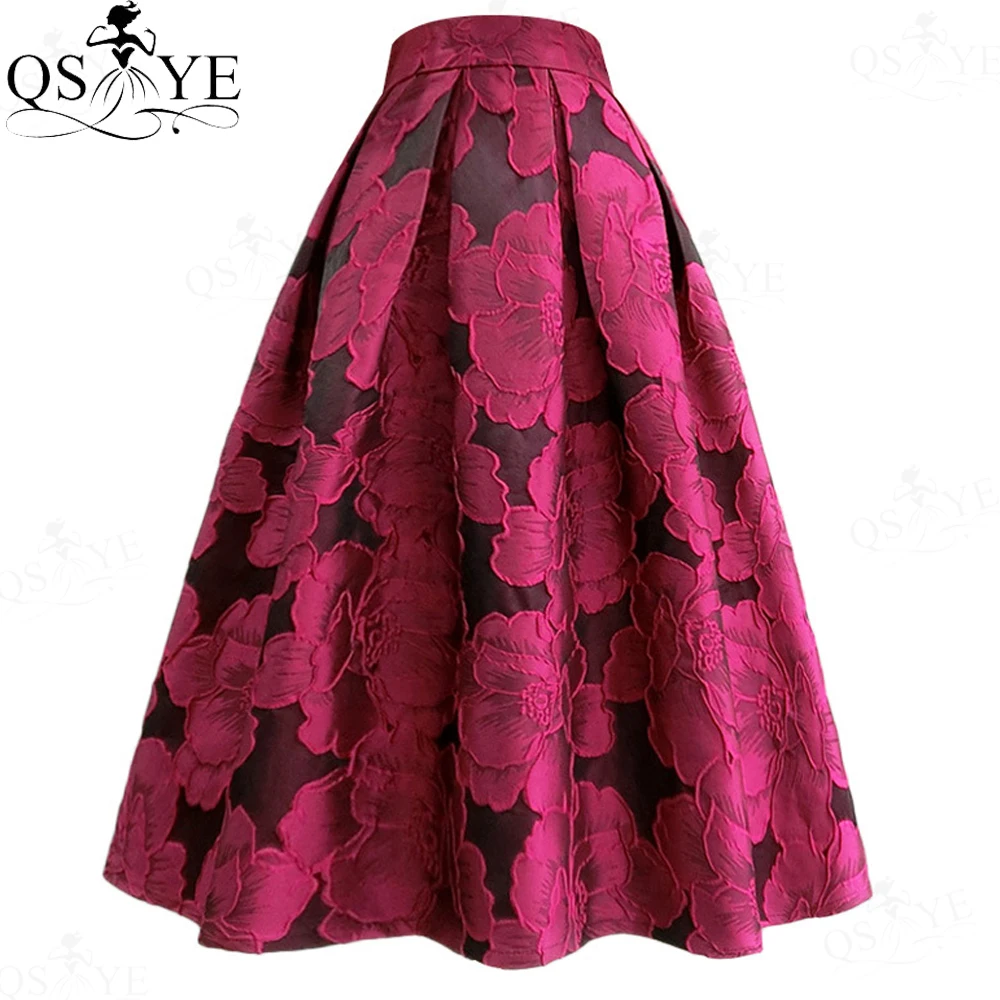 Pink Peony Flower Print A line Overskirt Skirt Colorful