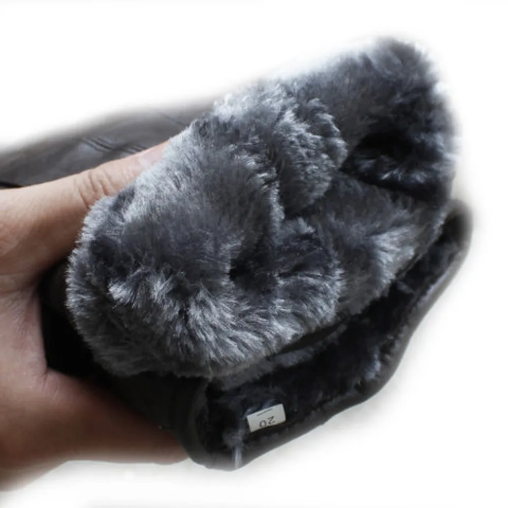 Genuine Leather Gloves (Men/Women): Fleece-Lined Warm, Thin/Thick Cotton, For Motorcycle Riding, Autumn/Winter,  Drop-Shipping - 2