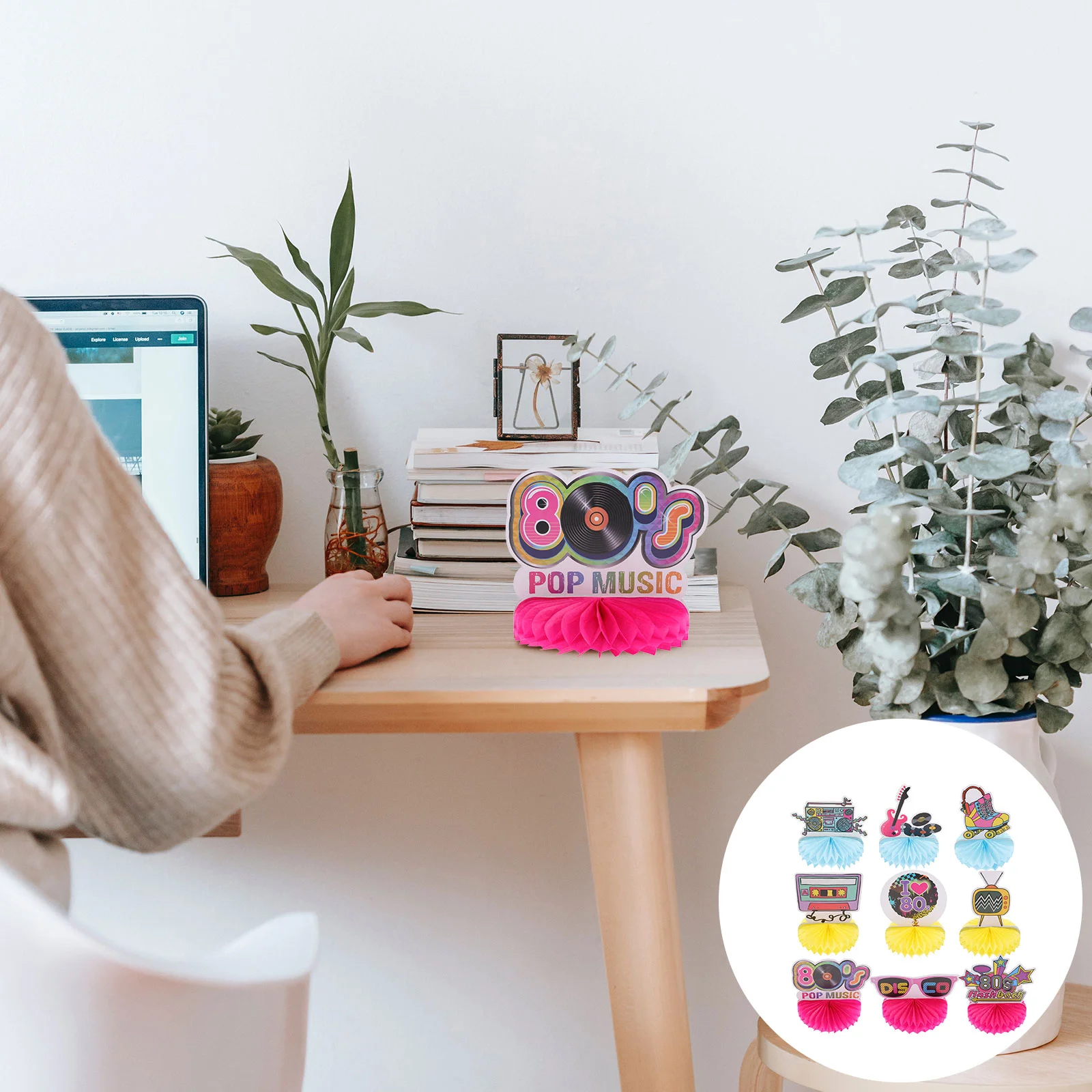 

9 Pcs Honeycomb 1980s Decoration The Gift Theme Table Topper Paper Birthday Party Decorations