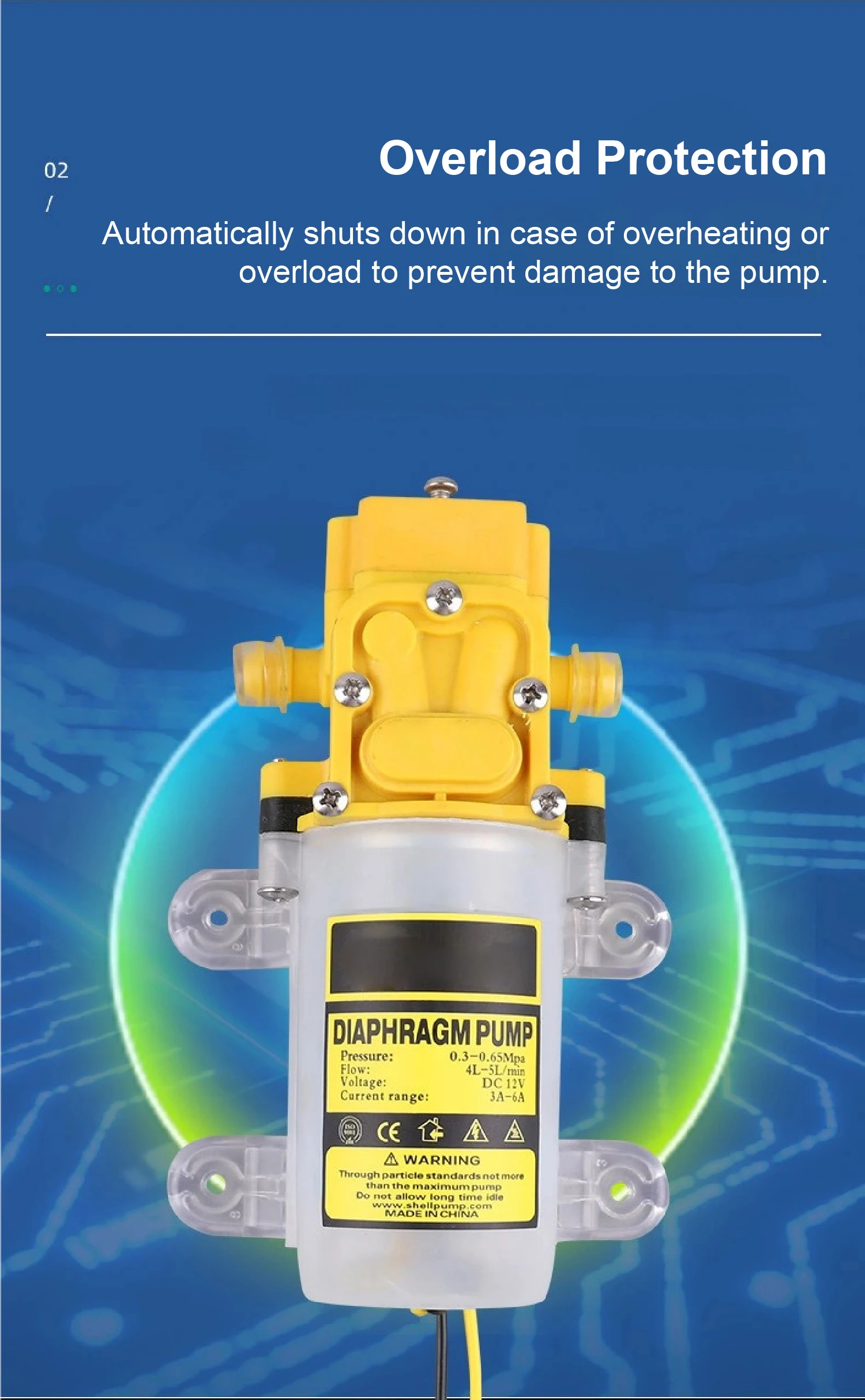 BZ-3865 Electric Spray Mini Diaphragm Pump 3.5-6m3 h DC12V 24V High Pressure Sel