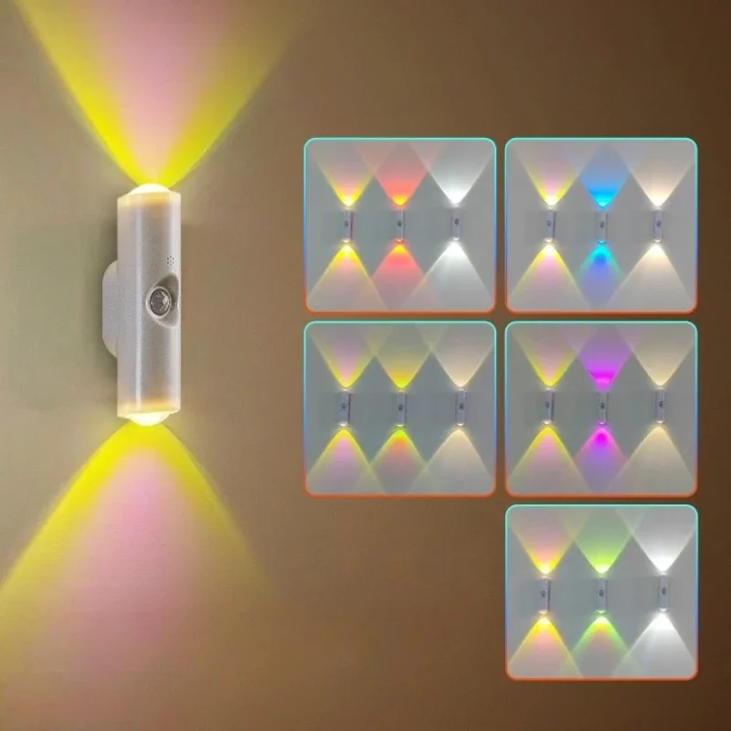 รูปสินค้า โคมไฟติดผนัง RGB ตรวจจับการเคลื่อนไหว 7 สี ชาร์จได้