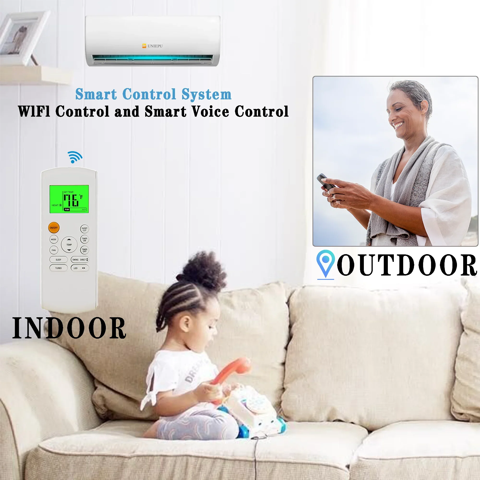 9000btu 48v Hybrid Ac Home Appliances AC/DC Hybrid Solar Power Air Conditioner for Home 4