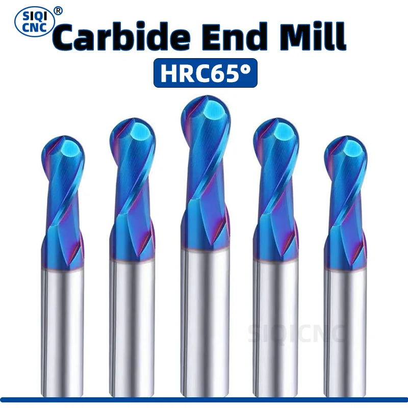 볼 노즈 엔드밀 텅스텐 카바이드 커터, CNC 라우터 비트 밀링 공구 55 ° R0.5 2mm 10mm 12mm HRC45 55 65 2 플루트 커팅 공구