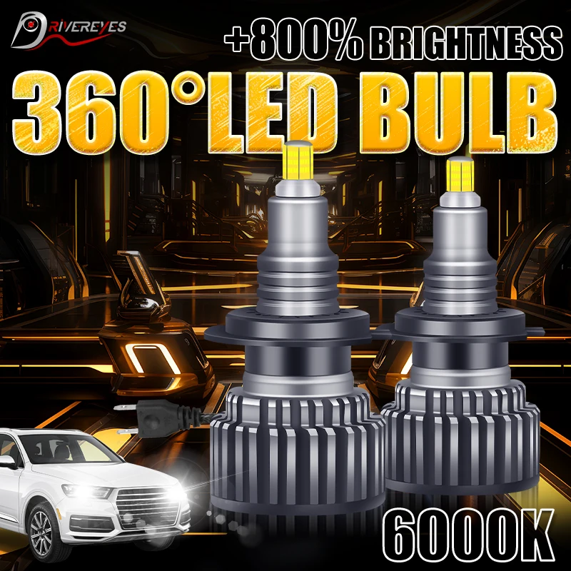 2Pcs 6000K H7 LED 6 Side Chips H1 H11 9005 9006 880 H27 Car