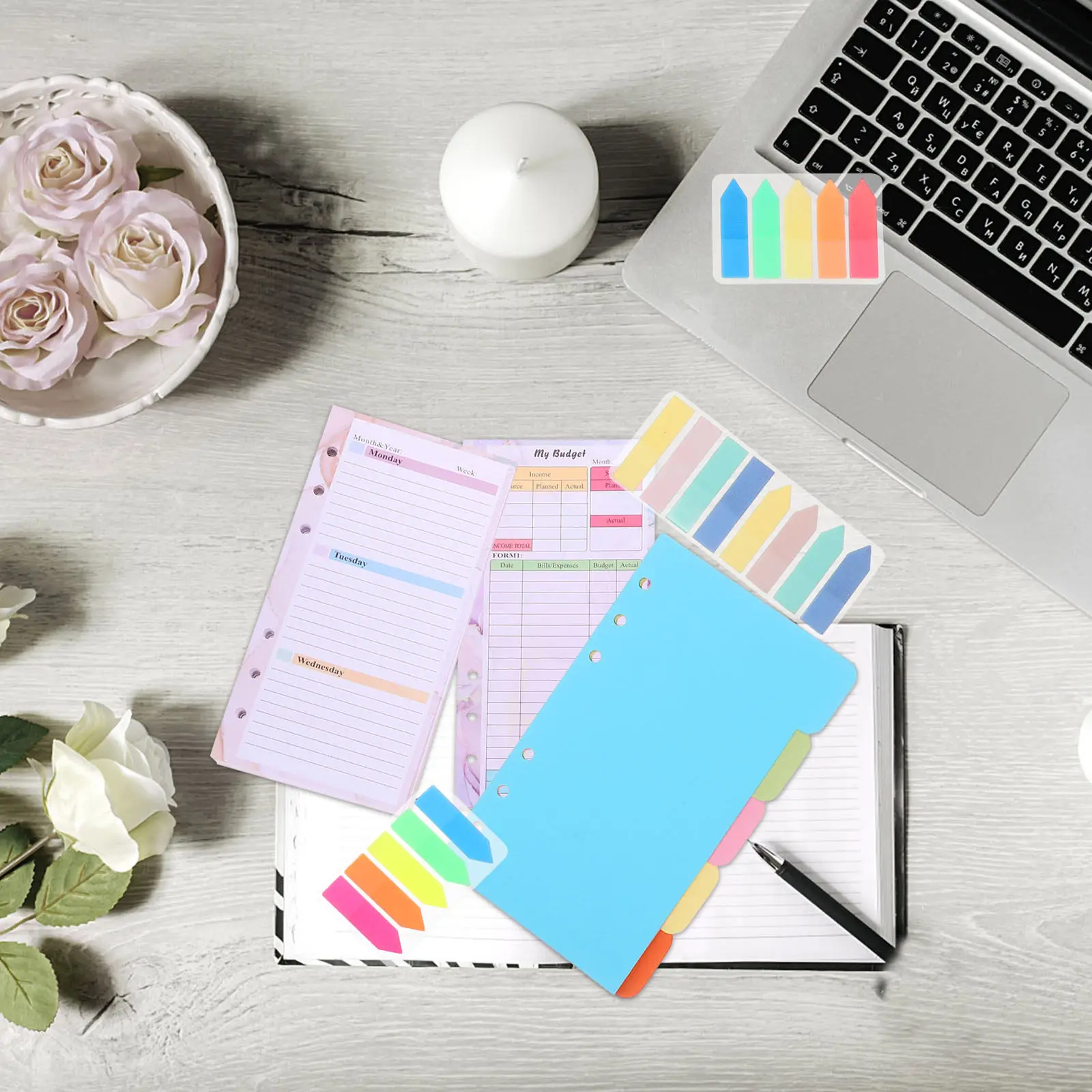 1세트 루즈리프 노트용 교체용 보조 용지, 컴팩트 전문 플래너 용지, 부드러운 필기감, 학습 및 사무용