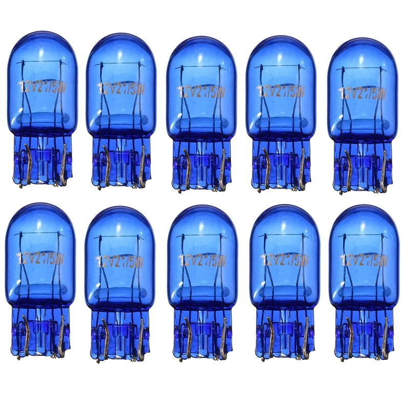 

1/2/4/10pcs Car Lights T20 580 7443 7440 W21/5W 12V W3x16q Natural Blue Glass Stop Brake Tail Car Signal Side Bulbs Light Lamps