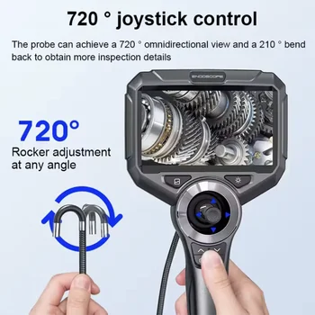 360° Rotation 4-Way 1080P 6MM/3.9MM Articulating Inspection Camera Pipe Industrial Endoscope Camera 5" IPS Screen for Car Sewer 1